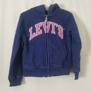 🔴 Levi navy little girl zip up hoodie size XS (A14)